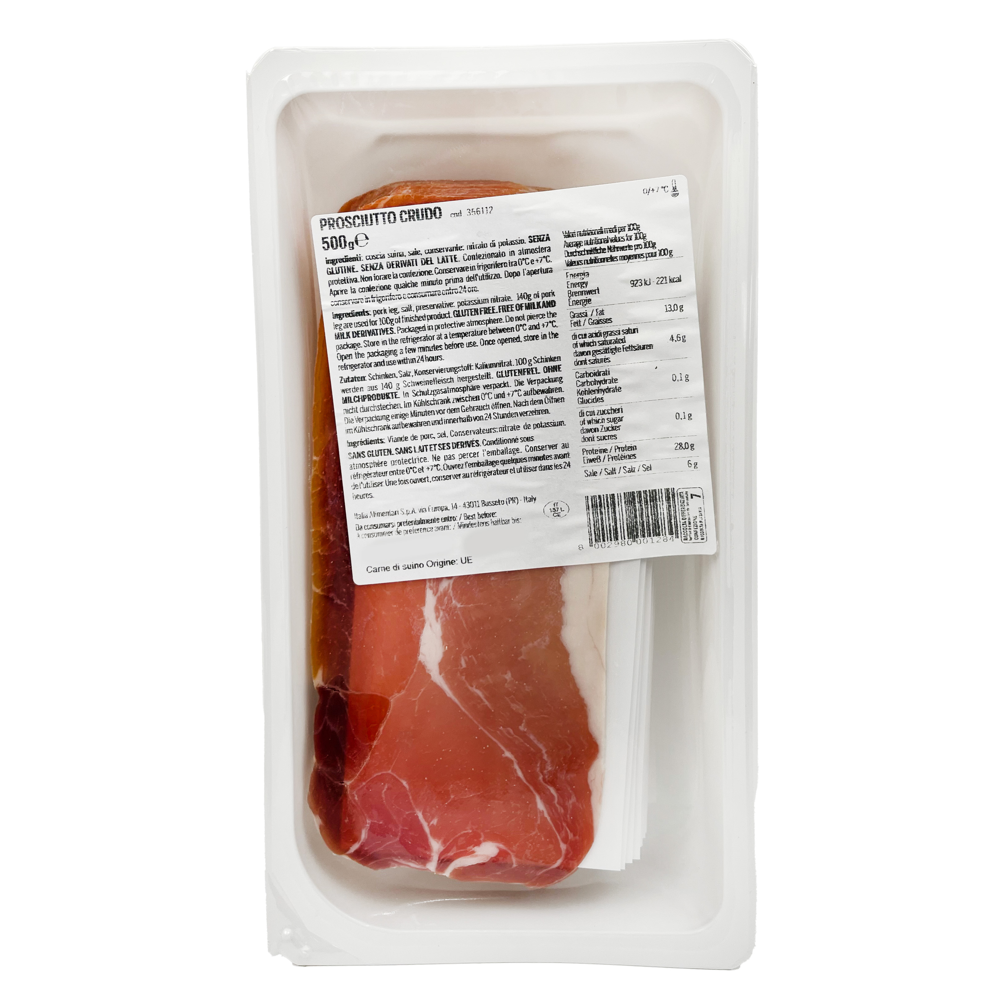Prosciutto Crudo i skivor 500 g Prosciutto Crudo i skivor 500 g