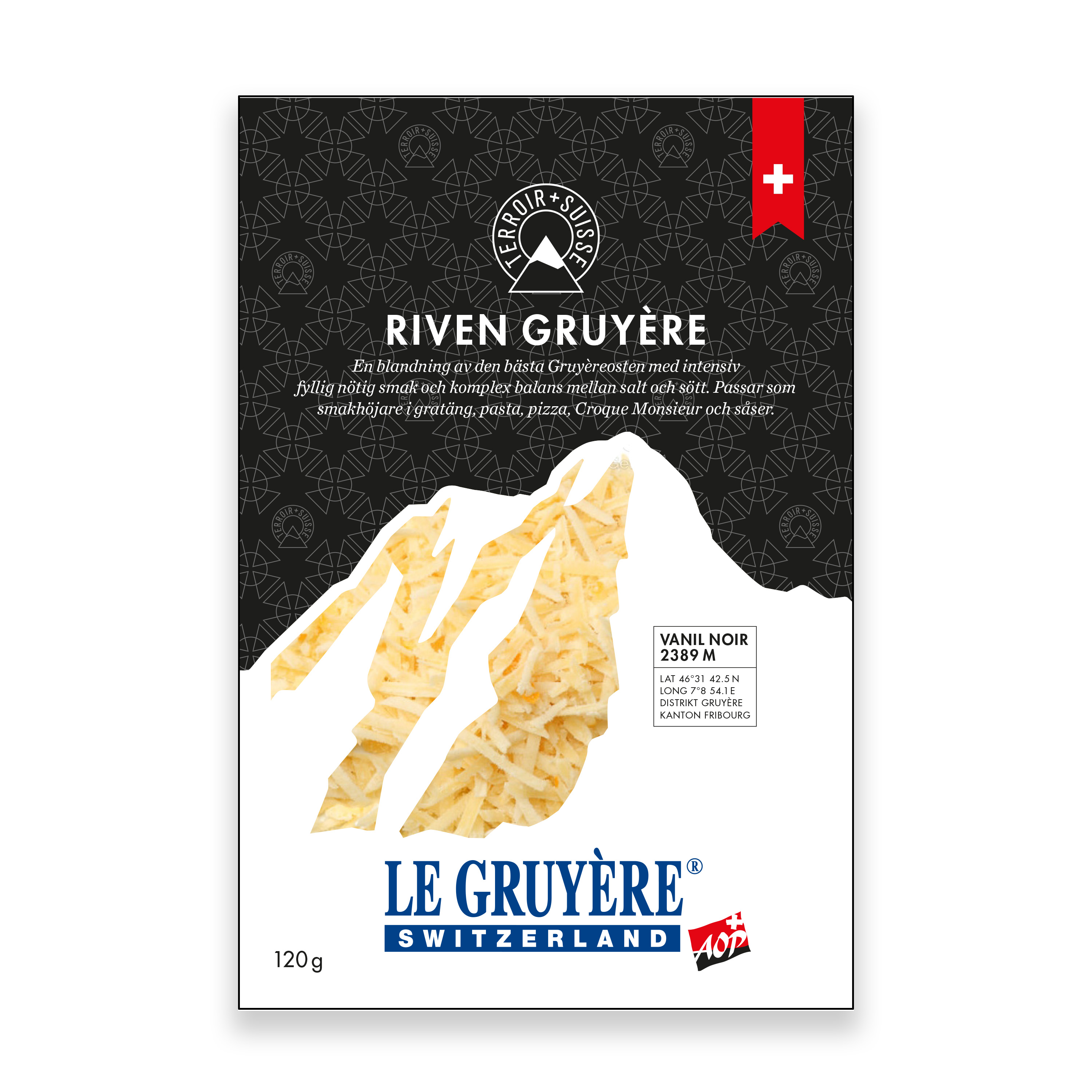 x Gruyère AOP riven, 120 g