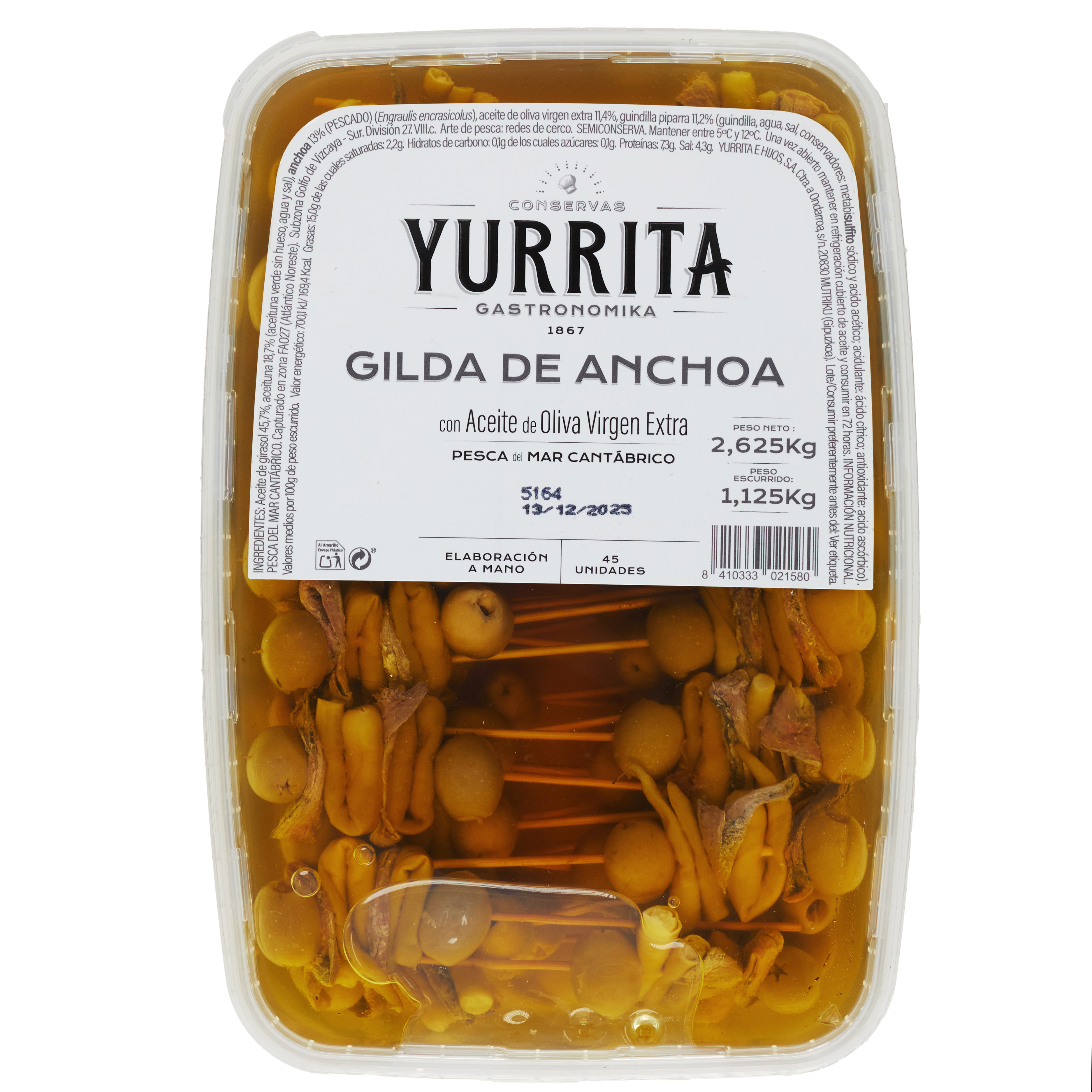 Yurrita Gildas tapasspett med sardell 2,625 kg