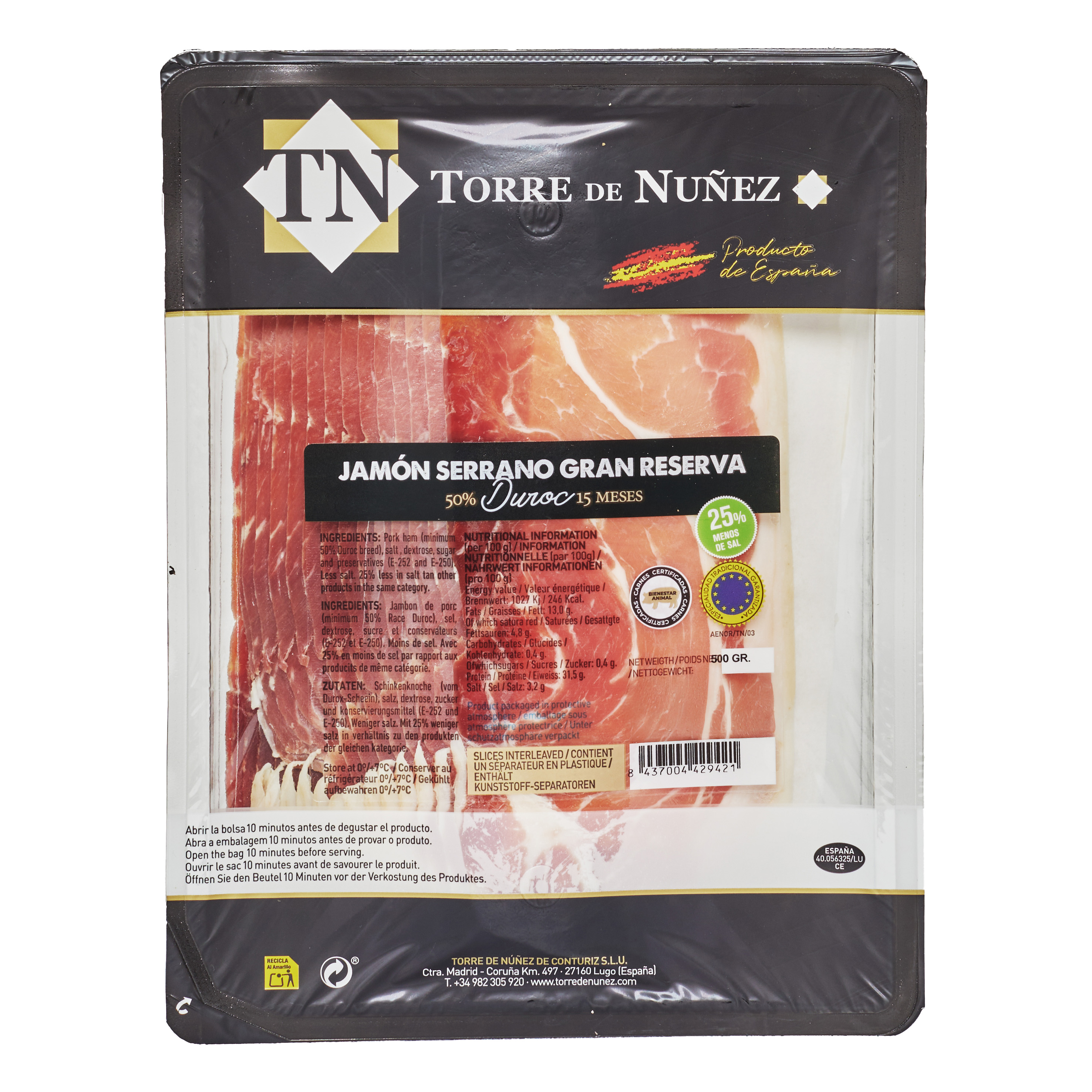 Serrano Duroc 14 mån. i skivor 500 g