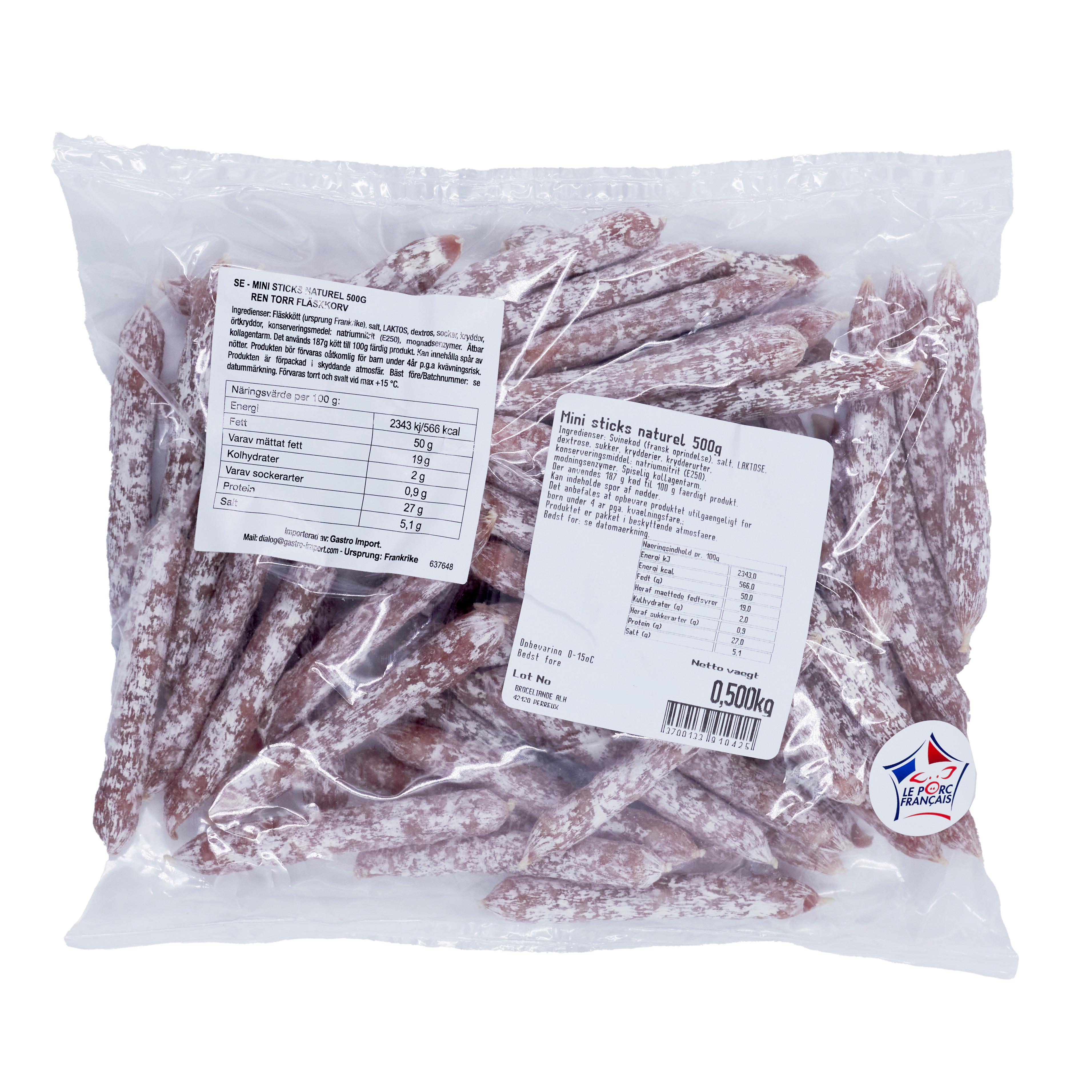 Mini saucisse sticks naturel 500 g