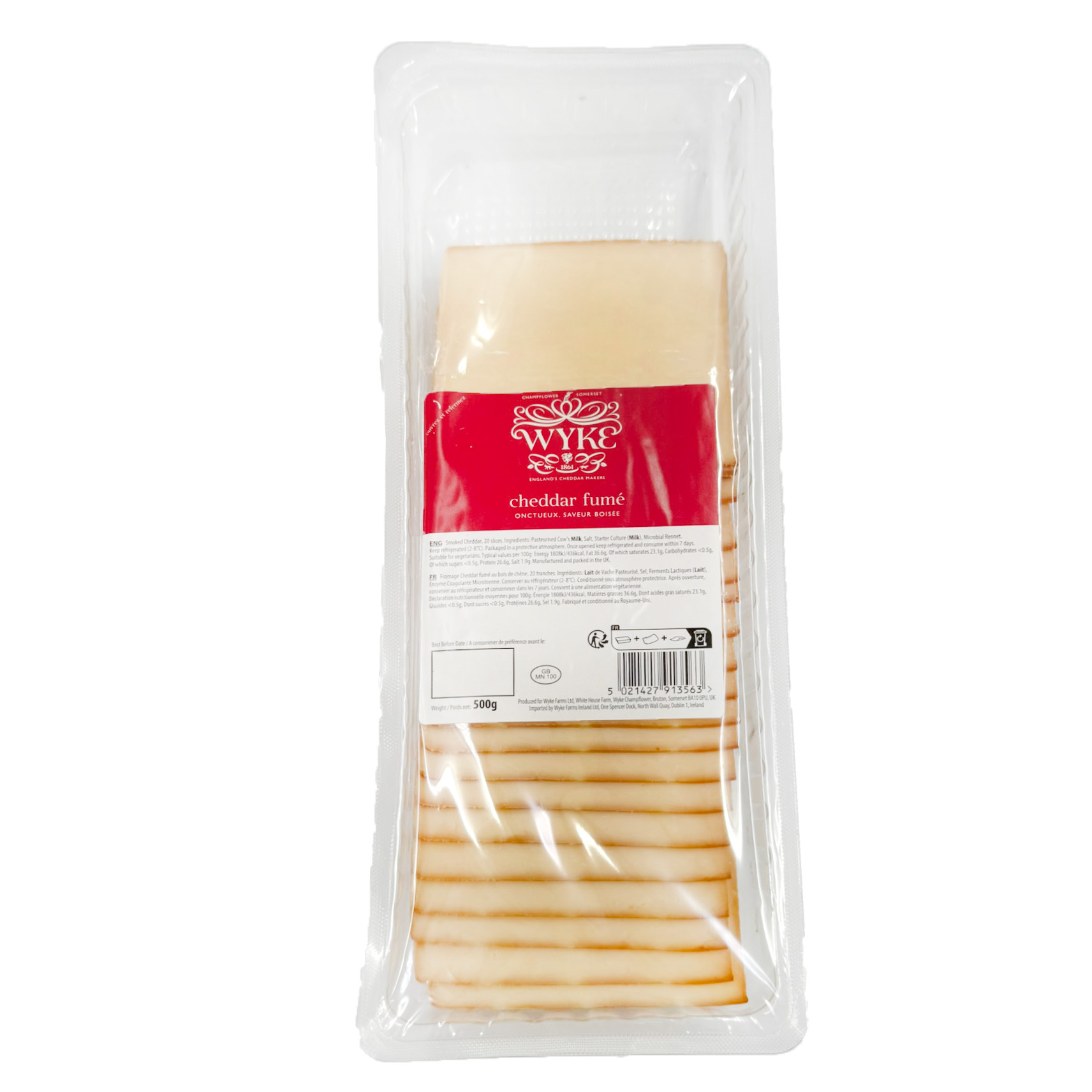 Cheddar ekrökt i skivor 500 g