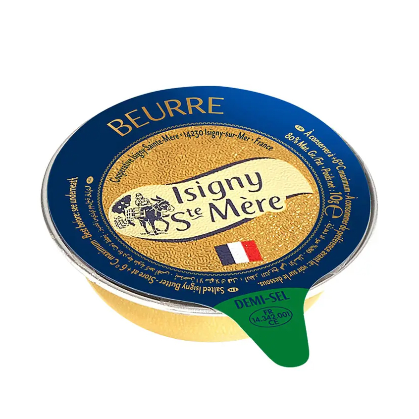 Smør, AOP Isigny, demi-sel 10 g, 100 stk.